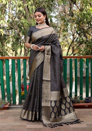 Picture of Pretty Silk Black Saree