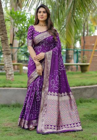 Picture of Well Formed Silk Dark Orchid Saree