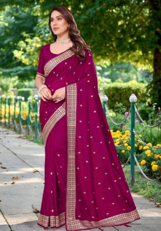 Picture of Shapely Georgette Medium Violet Red Saree