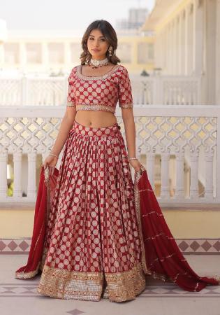 Picture of Pleasing Chiffon Crimson Lehenga Choli