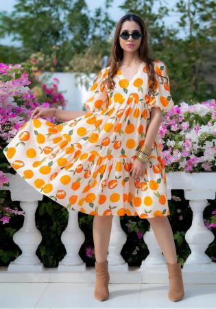 Picture of Comely Rayon Off White Kurtis & Tunic