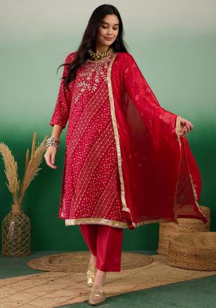 Picture of Exquisite Silk Maroon Straight Cut Salwar Kameez