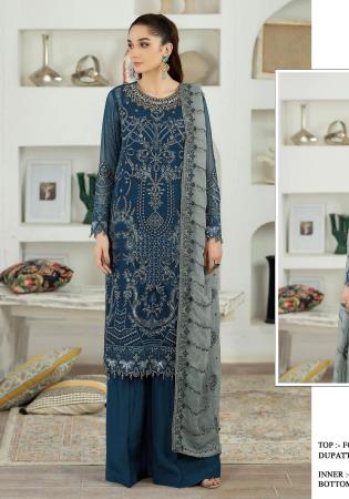 Picture of Georgette Midnight Blue Straight Cut Salwar Kameez