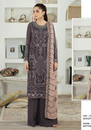 Picture of Georgette Dim Gray Straight Cut Salwar Kameez