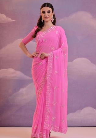 Picture of Sublime Georgette Light Coral Saree