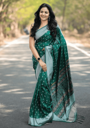 Picture of Well Formed Silk Sea Green Saree