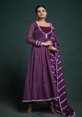 Picture of Georgette & Organza Brown Readymade Salwar Kameez