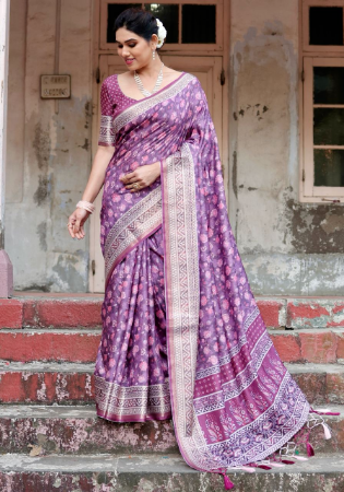 Picture of Beautiful Silk Dark Orchid Saree