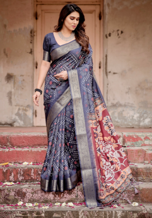 Picture of Wonderful Silk Slate Grey Saree