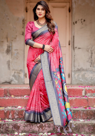 Picture of Lovely Silk Salmon Saree