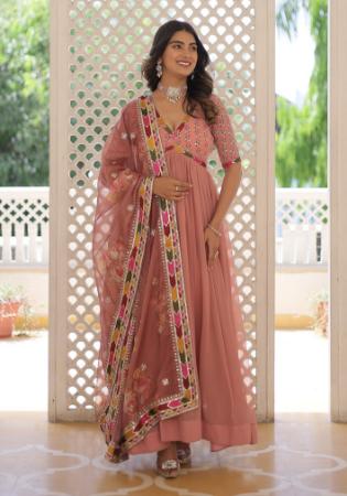 Picture of Resplendent Georgette Pink Readymade Gown