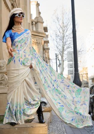 Picture of Superb Crepe & Satin Azure Saree