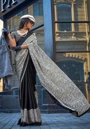 Picture of Sublime Crepe & Satin Black Saree