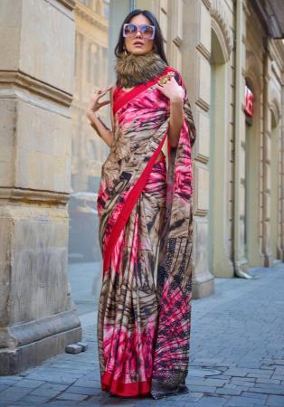 Picture of Superb Crepe & Satin Rosy Brown Saree