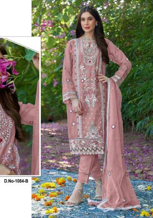 Picture of Organza Rosy Brown Straight Cut Salwar Kameez