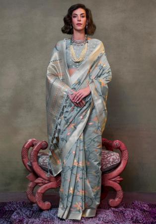 Picture of Pretty Cotton Slate Grey Saree