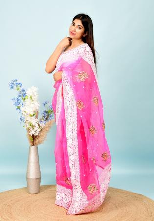 Picture of Enticing Organza Hot Pink Saree