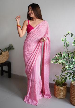 Picture of Splendid Georgette Rosy Brown Saree