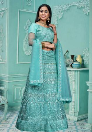 Picture of Radiant Net Dark Sea Green Lehenga Choli