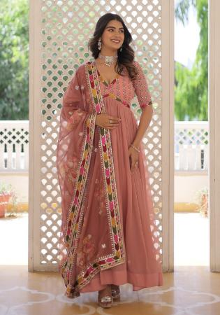 Picture of Stunning Georgette Light Pink Readymade Gown