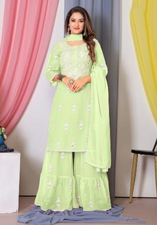 Picture of Splendid Georgette Tan Straight Cut Salwar Kameez