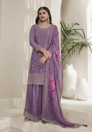 Picture of Chiffon Rosy Brown Straight Cut Salwar Kameez