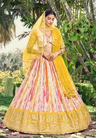 Picture of Well Formed Chiffon Pale Golden Rod Lehenga Choli