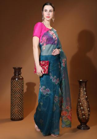 Picture of Sublime Organza Midnight Blue Saree