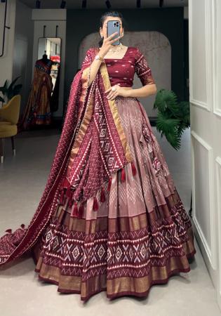 Picture of Elegant Silk Tan Lehenga Choli