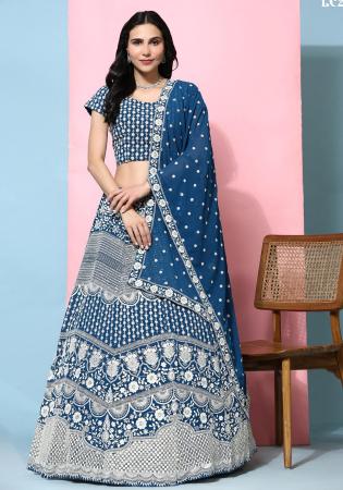 Picture of Stunning Georgette Midnight Blue Lehenga Choli