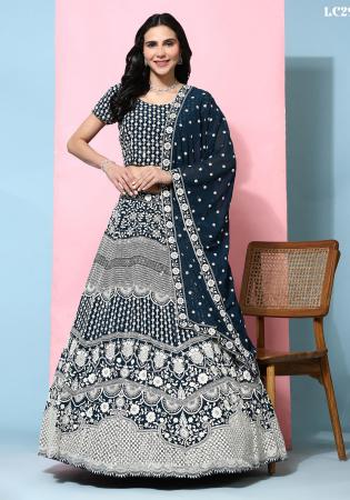 Picture of Sightly Georgette Midnight Blue Lehenga Choli