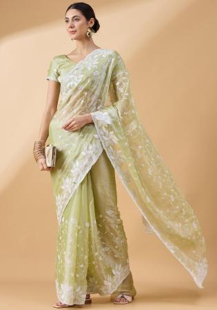 Picture of Resplendent Chiffon Dark Khaki Saree