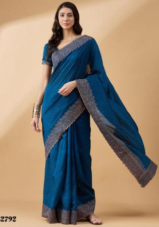 Picture of Fine Chiffon Teal Saree