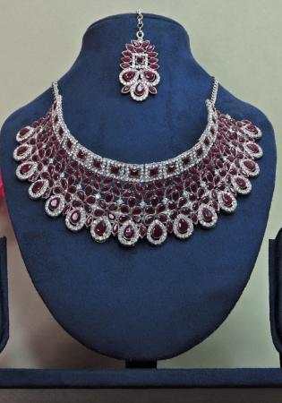 Picture of Alluring Maroon Necklace Set