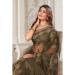 Picture of Lovely Net & Silk Dark Olive Green Saree