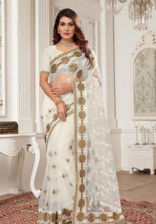 Picture of Gorgeous Net & Silk Beige Saree