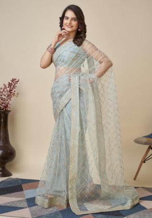 Picture of Nice Net Dark Sea Green Saree