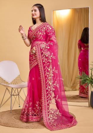 Picture of Ravishing Net Crimson Saree