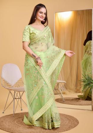 Picture of Gorgeous Net Dark Khaki Saree