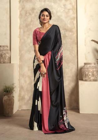 Picture of Fine Crepe & Satin Dark Slate Grey Saree