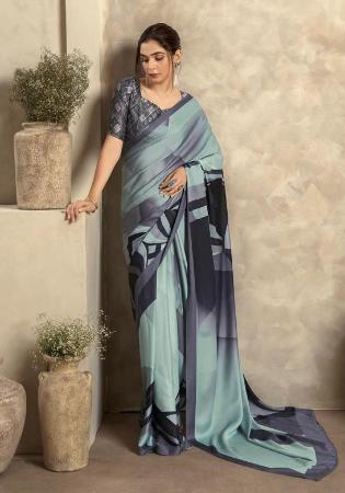 Picture of Marvelous Crepe & Satin Dark Slate Grey Saree