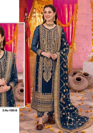 Picture of Georgette Midnight Blue Straight Cut Salwar Kameez