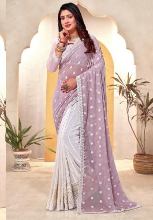 Picture of Amazing Georgette Light Steel Blue Saree