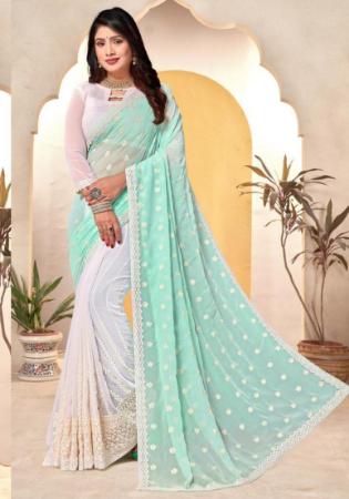 Picture of Ideal Georgette Light Steel Blue Saree