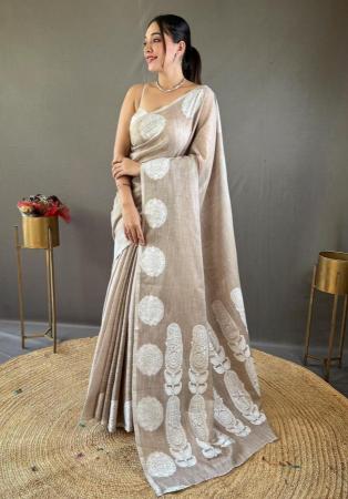 Picture of Bewitching Linen Rosy Brown Saree