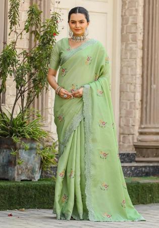Picture of Lovely Cotton Dark Sea Green Saree