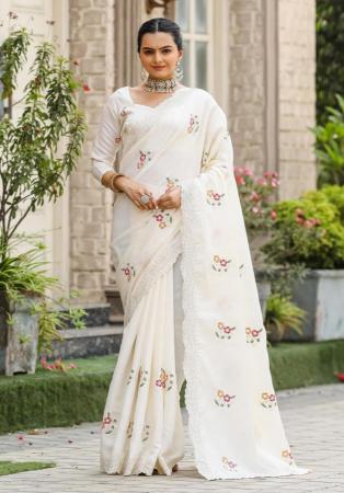 Picture of Splendid Cotton Off White Saree