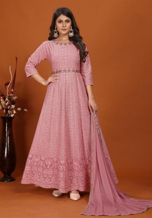 Picture of Delightful Georgette Pale Violet Red Readymade Gown