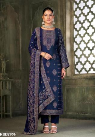 Picture of Chiffon Midnight Blue Straight Cut Salwar Kameez