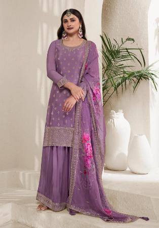 Picture of Beauteous Chiffon Fuchsia Straight Cut Salwar Kameez